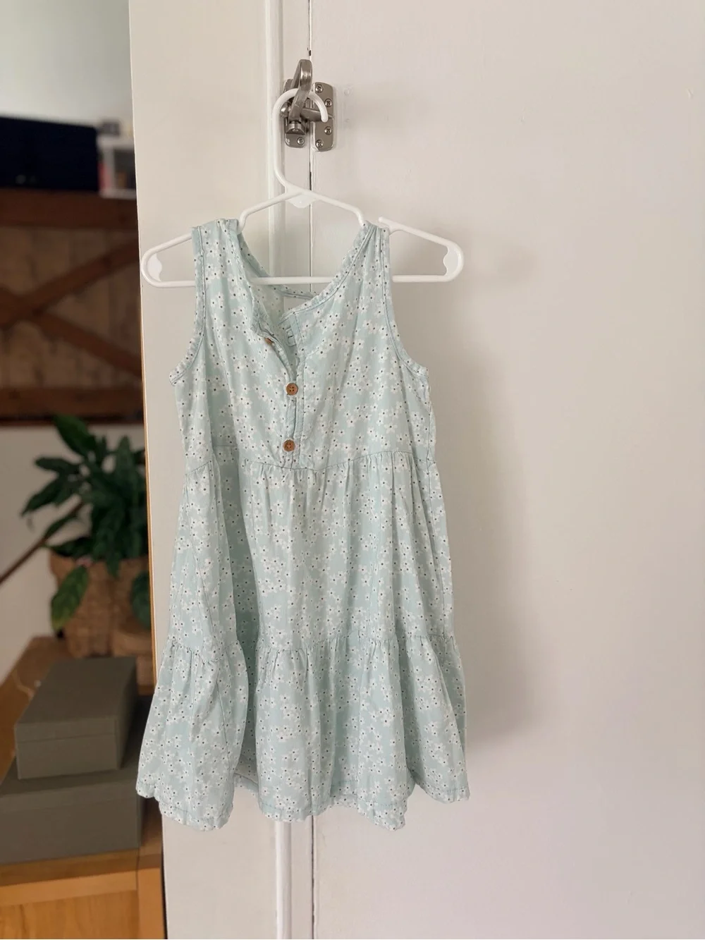 LC Lauren Conrad Pale Blue Floral Tiered Button Sundress